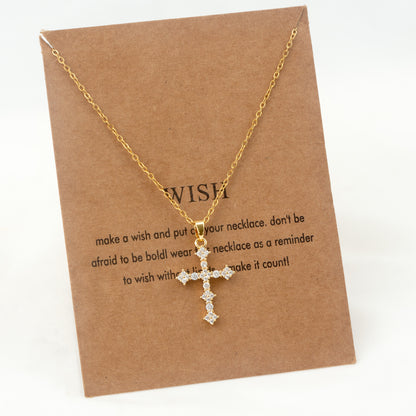 Simple Style Cross Stainless Steel Plating Inlay Zircon 18k Gold Plated Silver Plated Pendant Necklace