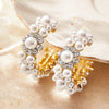 1 Pair Elegant Simple Style C Shape Inlay Alloy Artificial Pearls Earrings