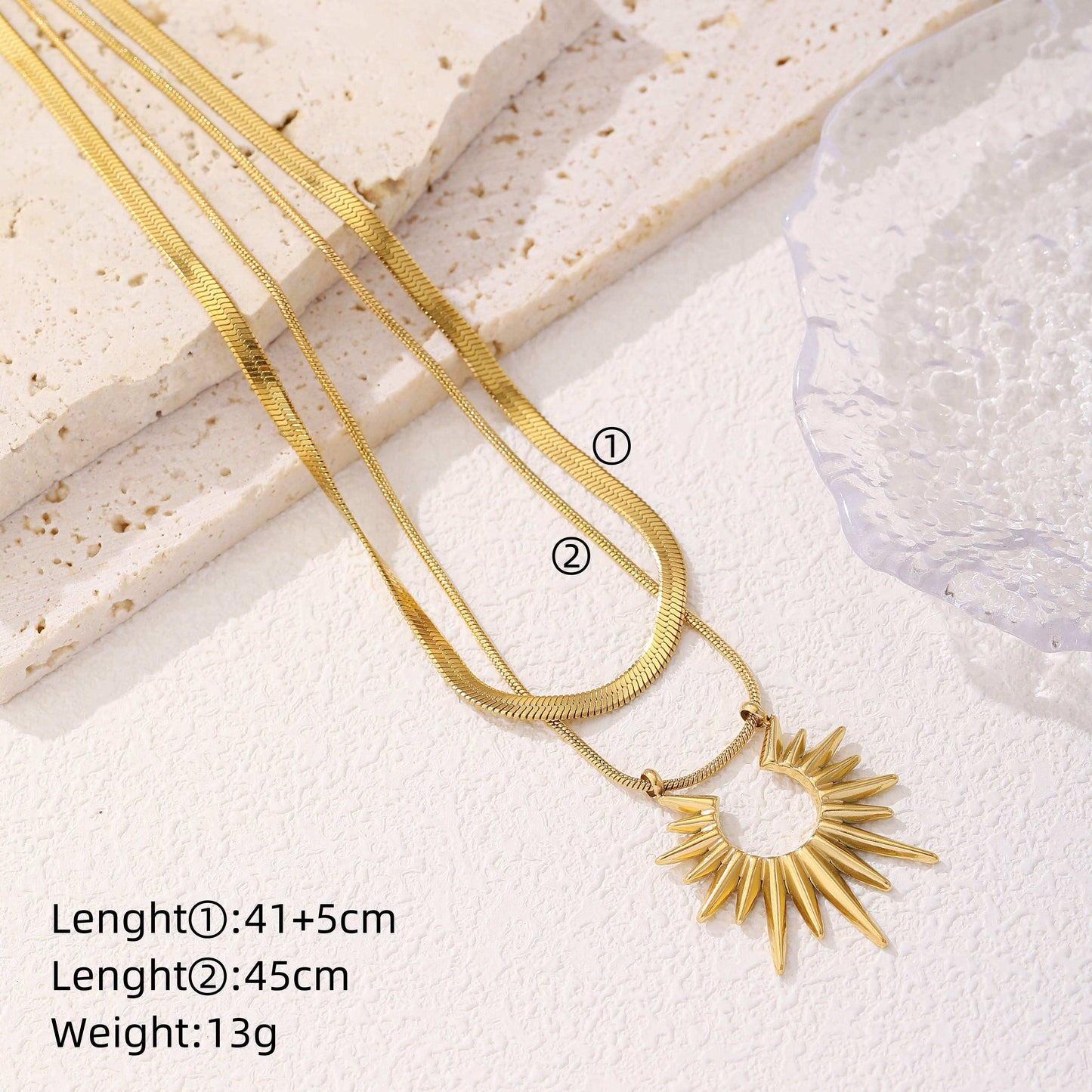 Ig Style Simple Style Sun Heart Shape Titanium Steel Plating 18k Gold Plated Pendant Necklace