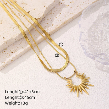 Ig Style Simple Style Sun Heart Shape Titanium Steel Plating 18k Gold Plated Pendant Necklace