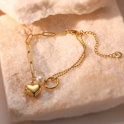 Simple Style Heart Shape Titanium Steel Plating 18k Gold Plated Bracelets