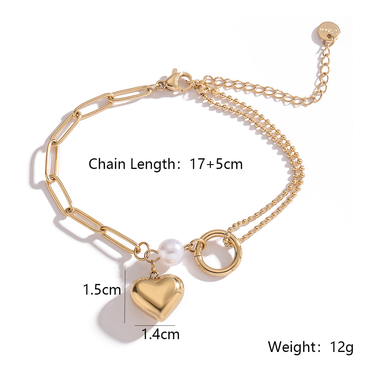 Simple Style Heart Shape Titanium Steel Plating 18k Gold Plated Bracelets