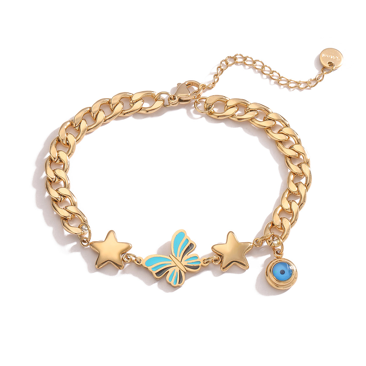 Simple Style Butterfly Titanium Steel Enamel Plating 18k Gold Plated Bracelets