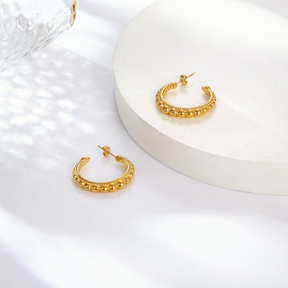 1 Pair Elegant Vintage Style French Style C Shape Polishing Plating Stainless Steel 18k Gold Plated Earrings