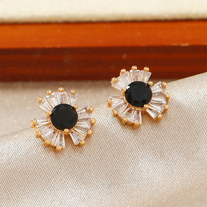 1 Pair Classic Style Round Plating Inlay Alloy Rhinestones Gold Plated Ear Studs