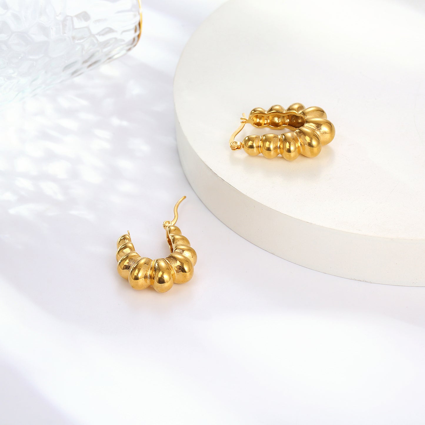 1 Pair Elegant Vintage Style French Style U Shape Plating Stainless Steel 18k Gold Plated Earrings