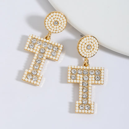 1 Pair Casual Elegant Letter Polishing Plating Inlay Alloy Acrylic Gold Plated Silver Plated Drop Earrings