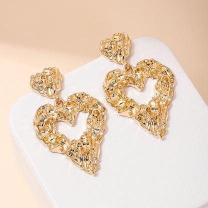 1 Pair Simple Style Classic Style Heart Shape Plating Alloy Zinc Gold Plated Drop Earrings