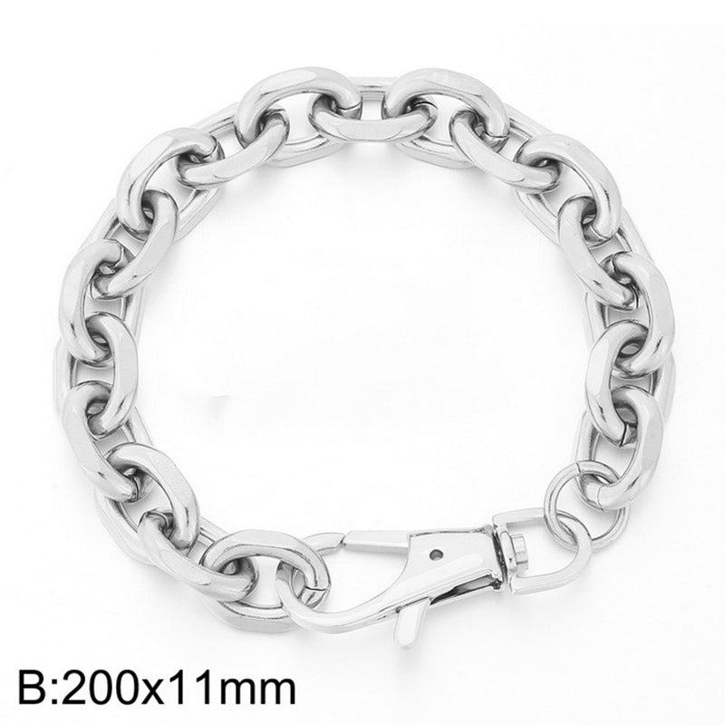 Simple Style Solid Color Titanium Steel Chain Bracelets