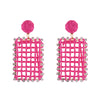 1 Pair Bohemian Rectangle Inlay Alloy Raffia Rhinestones Drop Earrings