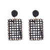 1 Pair Bohemian Rectangle Inlay Alloy Raffia Rhinestones Drop Earrings