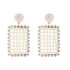 1 Pair Bohemian Rectangle Inlay Alloy Raffia Rhinestones Drop Earrings