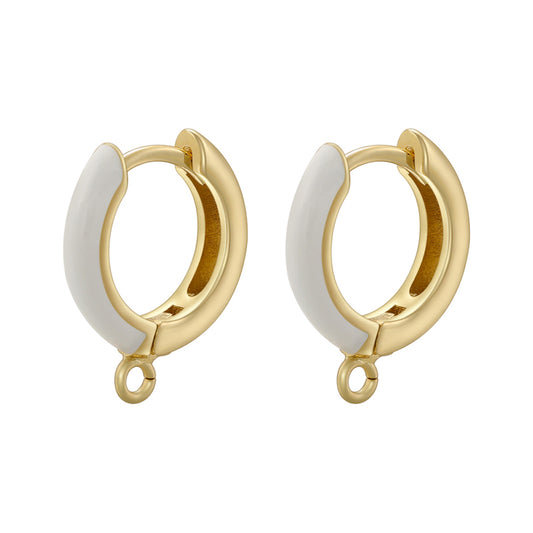 1 Pair Casual Elegant Simple Style Round Enamel Plating Copper 18k Gold Plated Drop Earrings