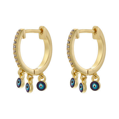 1 Pair Hip-hop Vintage Style Devil's Eye Enamel Plating Inlay Copper Zircon 18k Gold Plated Drop Earrings