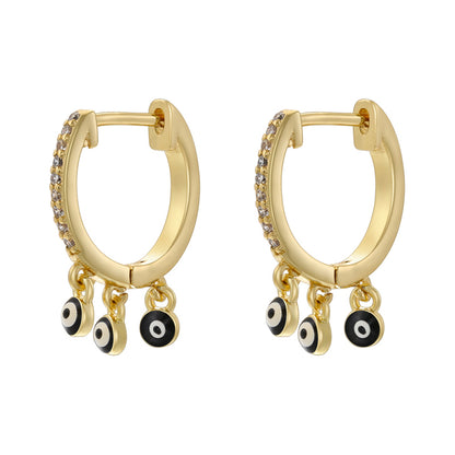 1 Pair Hip-hop Vintage Style Devil's Eye Enamel Plating Inlay Copper Zircon 18k Gold Plated Drop Earrings