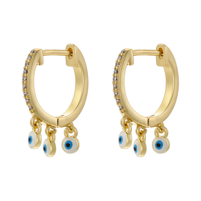 1 Pair Hip-hop Vintage Style Devil's Eye Enamel Plating Inlay Copper Zircon 18k Gold Plated Drop Earrings