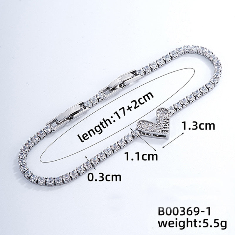 Simple Style Classic Style Heart Shape Copper Plating Inlay Zircon Gold Plated Silver Plated Bracelets