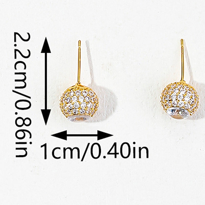 1 Pair Elegant Luxurious Round Inlay Copper Zircon Ear Studs