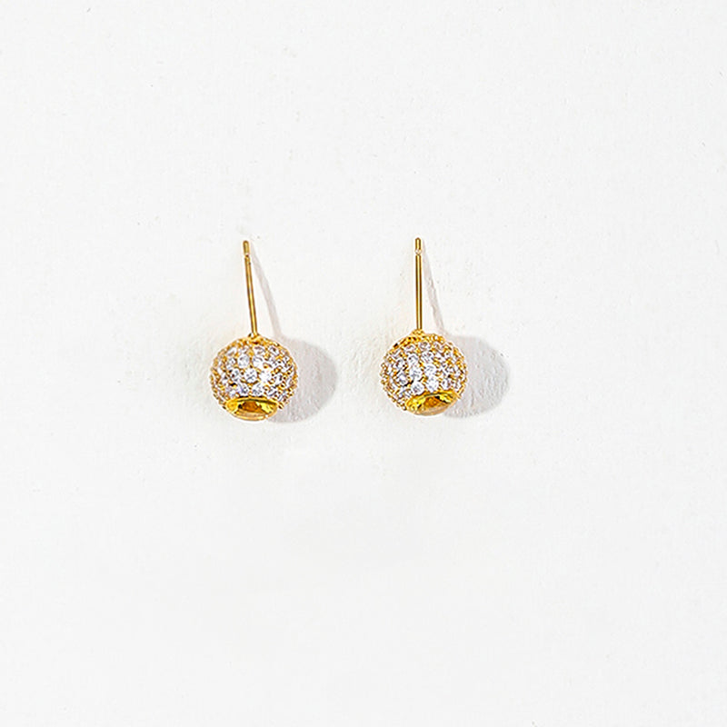 1 Pair Elegant Luxurious Round Inlay Copper Zircon Ear Studs