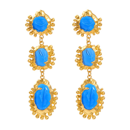 1 Pair Elegant Luxurious Geometric Plating Inlay Alloy Resin Gold Plated Drop Earrings