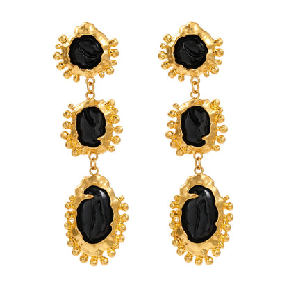 1 Pair Elegant Luxurious Geometric Plating Inlay Alloy Resin Gold Plated Drop Earrings