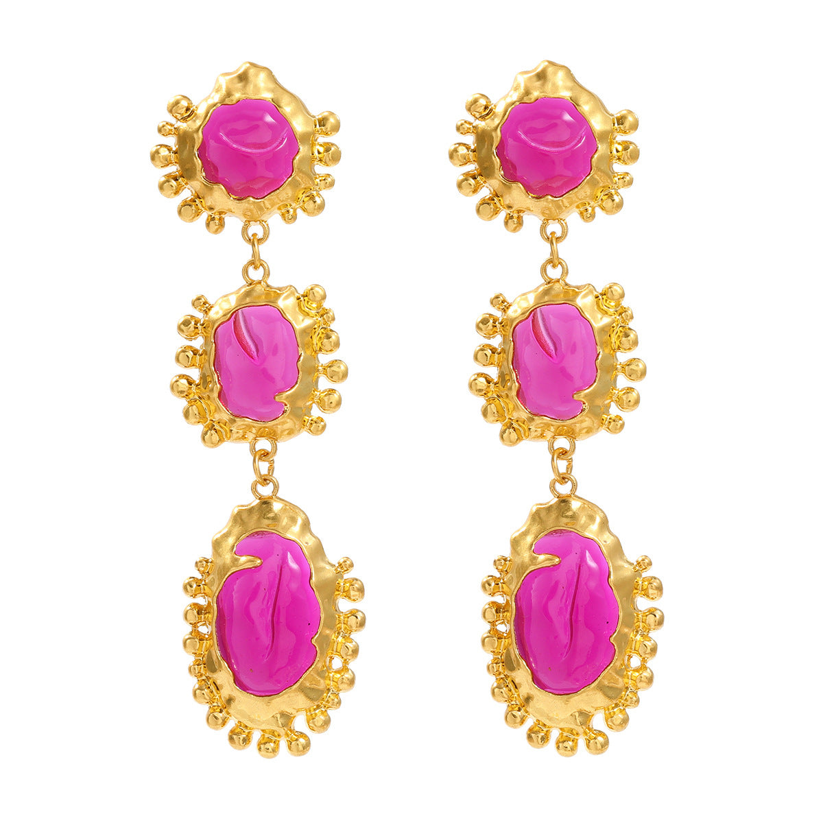 1 Pair Elegant Luxurious Geometric Plating Inlay Alloy Resin Gold Plated Drop Earrings