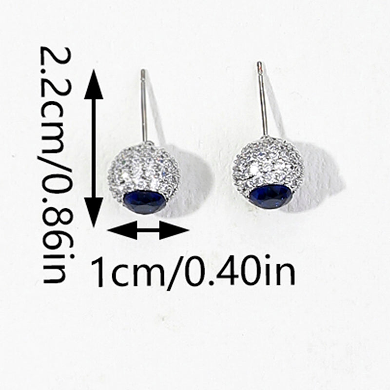 1 Pair Elegant Luxurious Round Inlay Copper Zircon Ear Studs