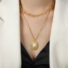 Casual Elegant Simple Style Solid Color Imitation Pearl Titanium Steel Layered Plating Inlay 18k Gold Plated Double Layer Necklaces