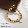 Ig Style Basic Round Stainless Steel Beaded Plating 18k Gold Plated Bracelets Necklace