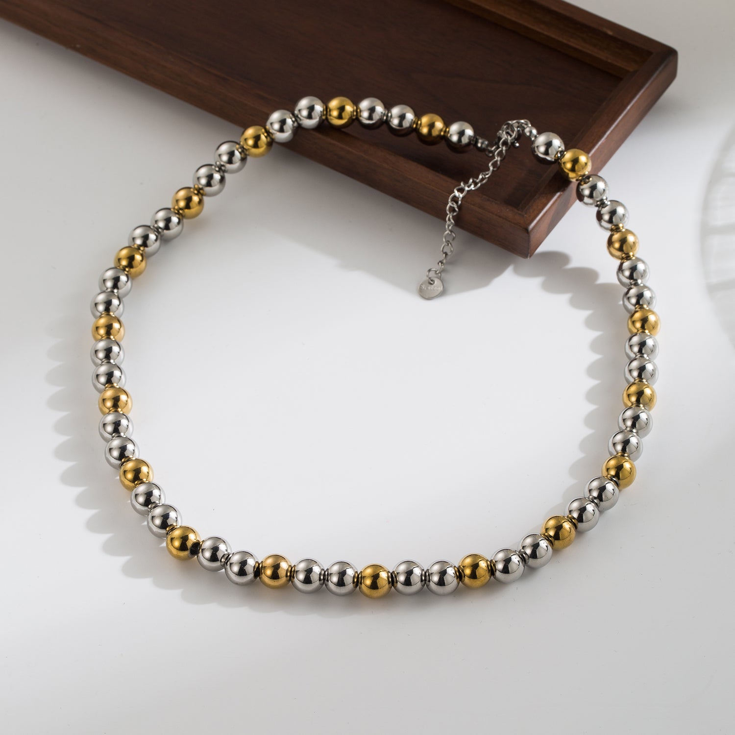 Ig Style Basic Round Stainless Steel Beaded Plating 18k Gold Plated Bracelets Necklace