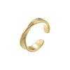 Casual Simple Style Irregular Lines Copper Plating Inlay Zircon 18k Gold Plated Open Rings