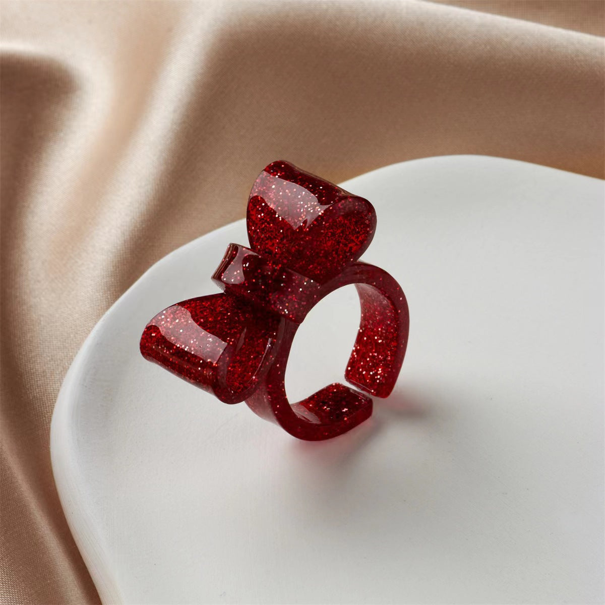 Cartoon Style Cute Bow Knot Arylic Women's Open Rings