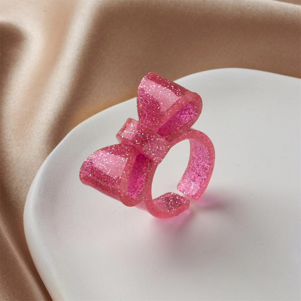 Cartoon Style Cute Bow Knot Arylic Women's Open Rings