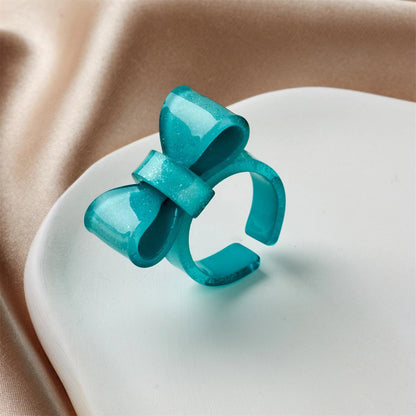 Cartoon Style Cute Bow Knot Arylic Women's Open Rings