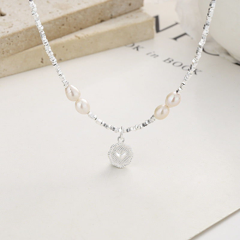 Simple Style Solid Color Sterling Silver Shell Beaded Handmade Double Layer Necklaces