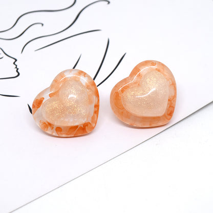 1 Pair Cute Heart Shape Resin Ear Studs