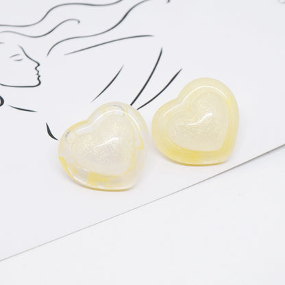 1 Pair Cute Heart Shape Resin Ear Studs