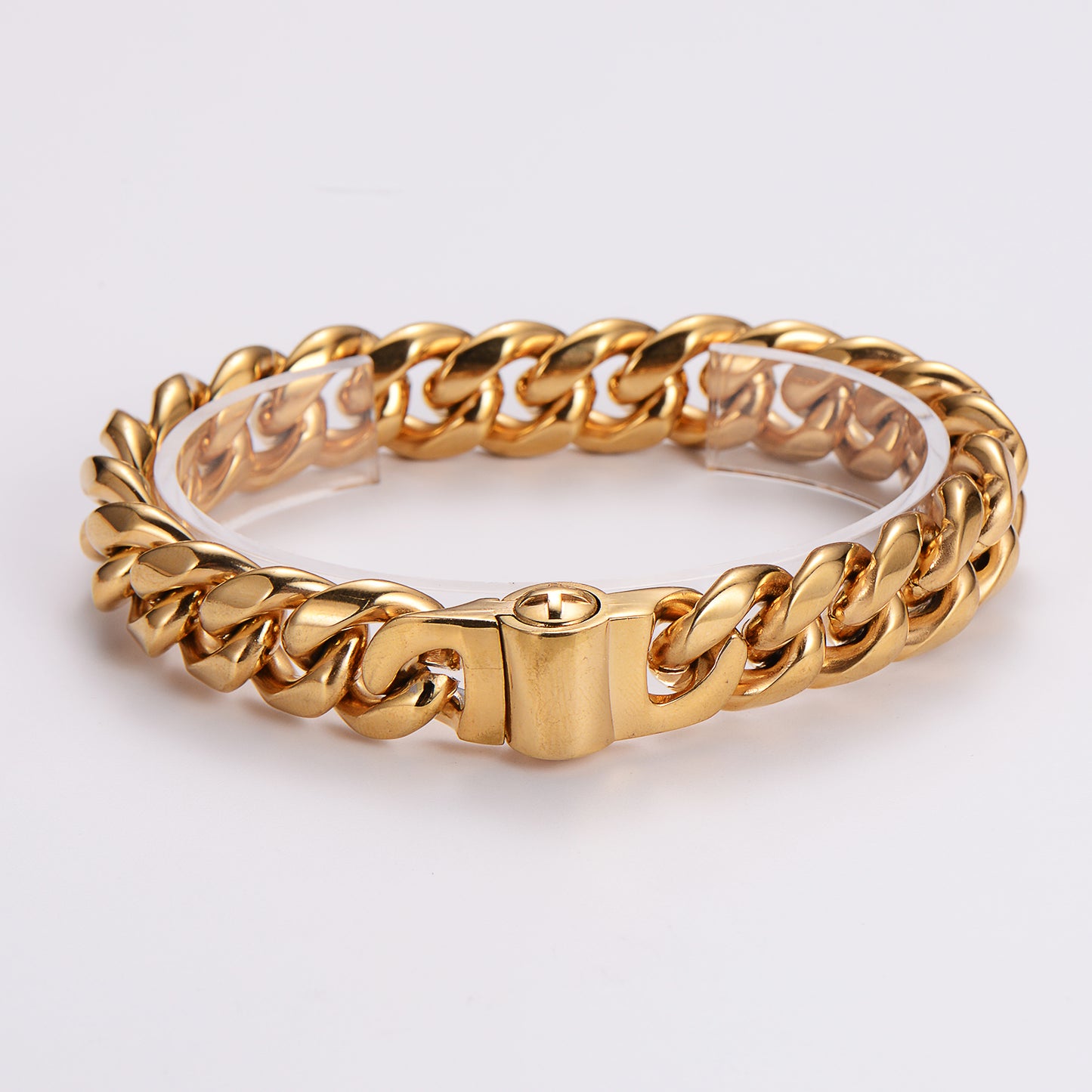 Hip-hop Rock Cool Style Solid Color Stainless Steel Polishing Plating 18k Gold Plated Men's Bracelets