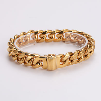 Hip-hop Rock Cool Style Solid Color Stainless Steel Polishing Plating 18k Gold Plated Men's Bracelets