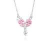 Ig Style Shiny Heart Shape Crown Bow Knot Sterling Silver Polishing Plating Inlay Zircon Pendant Necklace