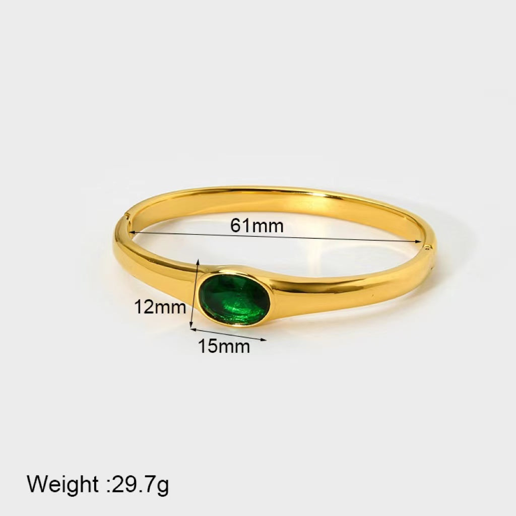 Vintage Style Classic Style Round Stainless Steel Plating Inlay Zircon 18k Gold Plated Bangle