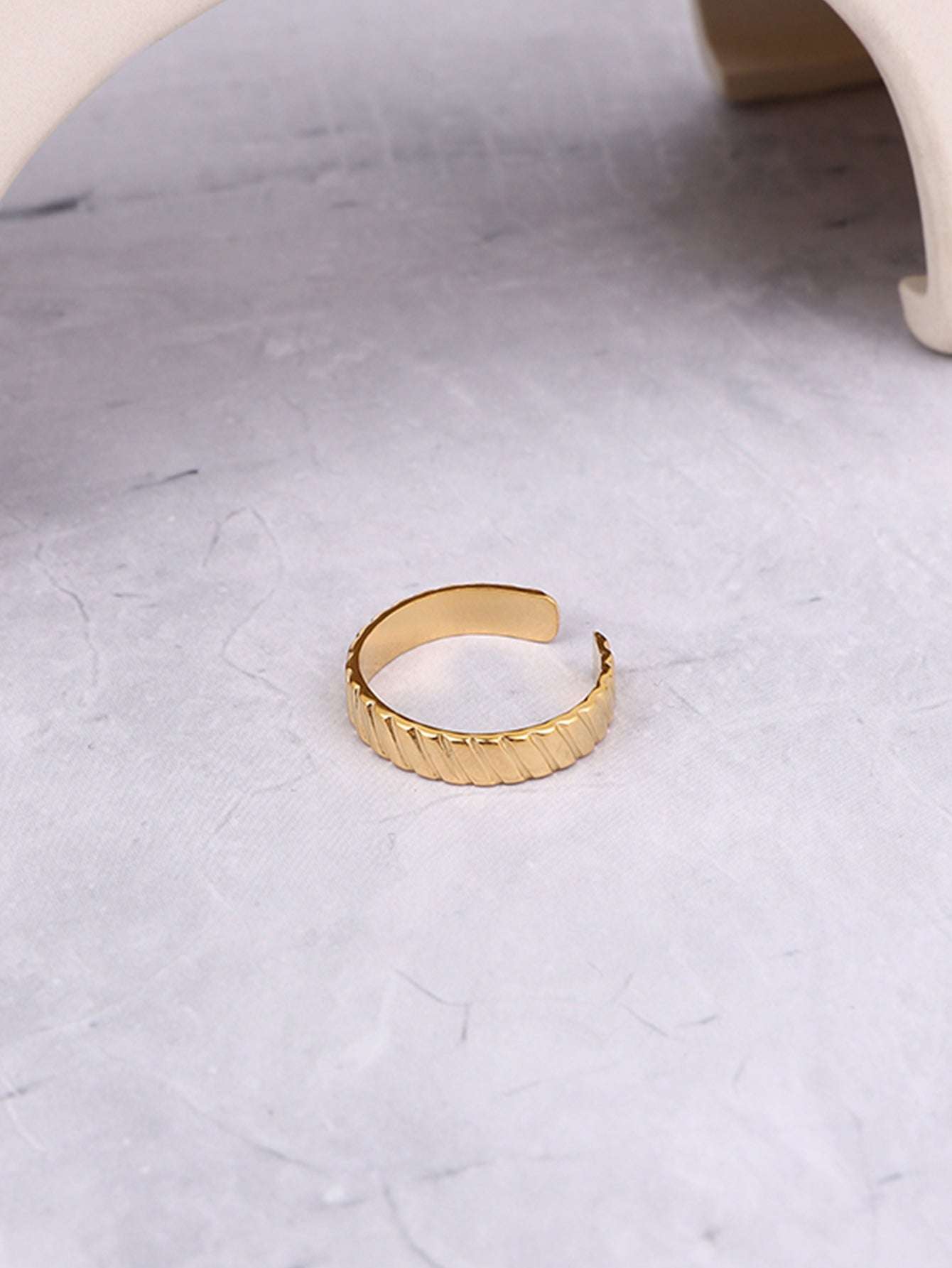 Simple Style Solid Color Stainless Steel Plating 18k Gold Plated Open Rings