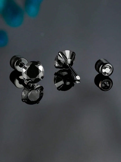 5 Pairs Simple Style Round Plating Inlay Stainless Steel Zircon White Gold Plated Gold Plated Ear Studs