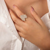 Elegant Heart Shape Copper Plating Inlay Zircon 18k Gold Plated Rings