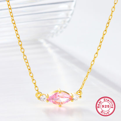 Elegant Luxurious Shiny Geometric Sterling Silver Plating Inlay Zircon 18k Gold Plated White Gold Plated Necklace