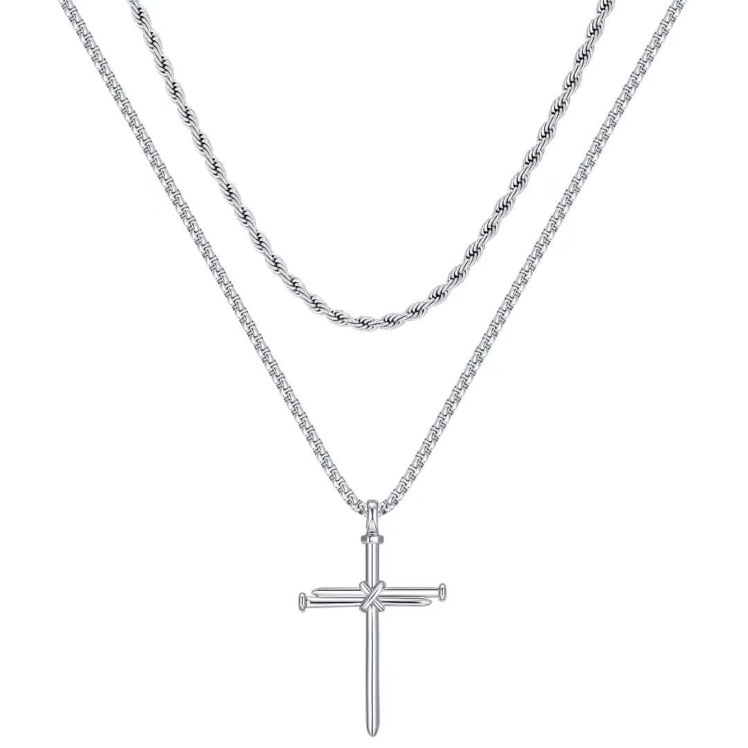 Hip-hop Vintage Style Cross Stainless Steel Layered Plating 14k Gold Plated Unisex Pendant Necklace Necklace