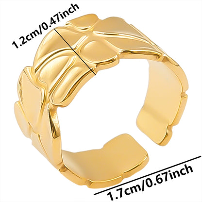 Retro Geometric Stainless Steel Plating 18k Gold Plated Open Rings