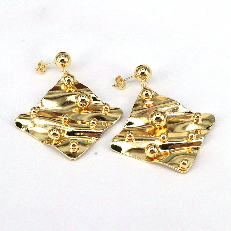 1 Pair Casual Simple Style Square Plating Copper 18k Gold Plated Drop Earrings