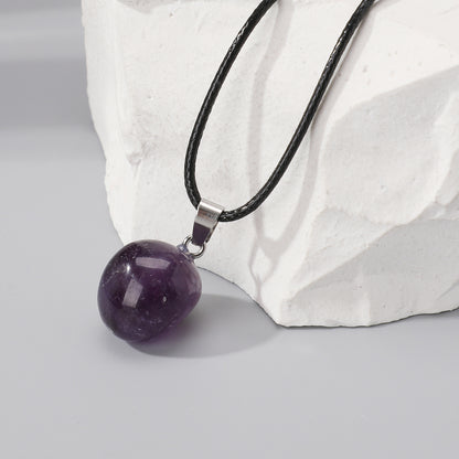 Simple Style Geometric Natural Stone Solitaire Necklace