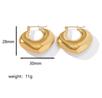 1 Pair Simple Style Heart Shape Polishing Plating Stainless Steel 18k Gold Plated Ear Studs